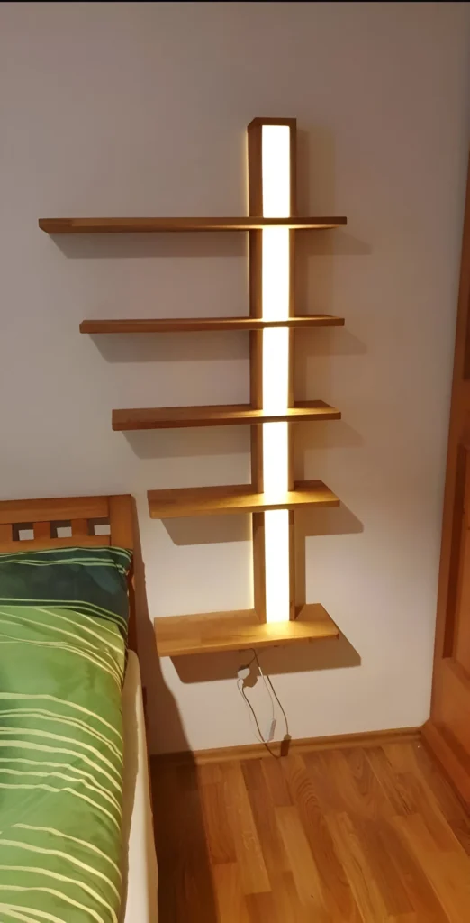 : Illuminated Floating Shelves - Modern Home Organization - Bedroom Decor