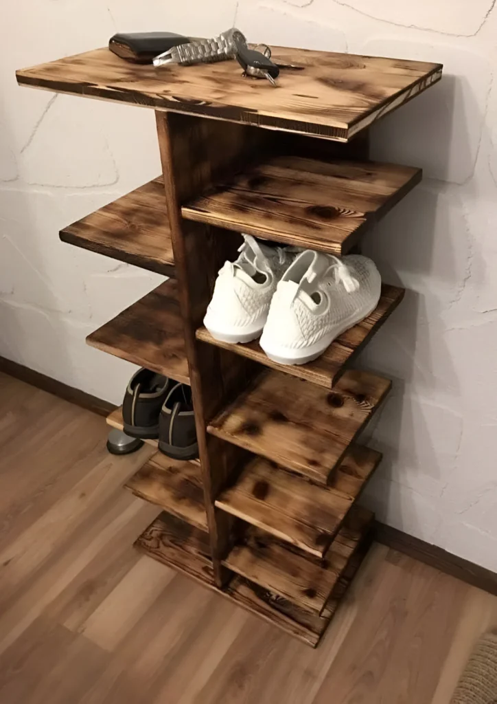 Rustic Shoe Rack - Entryway Organization - Reclaimed Wood Furniture