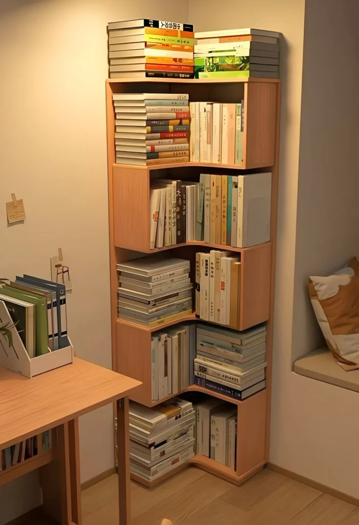 Corner Bookshelf Organization - Home Library Design - Book Storage Solutions