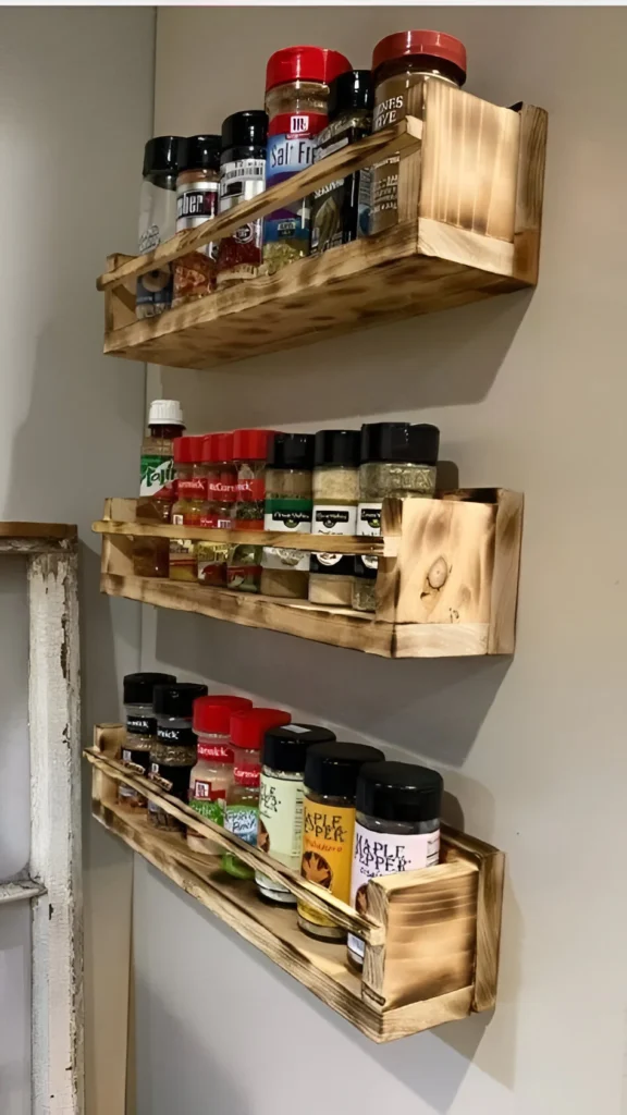 Wall-Mounted Spice Rack - Kitchen Organization - Spice Storage Ideas - organize your home