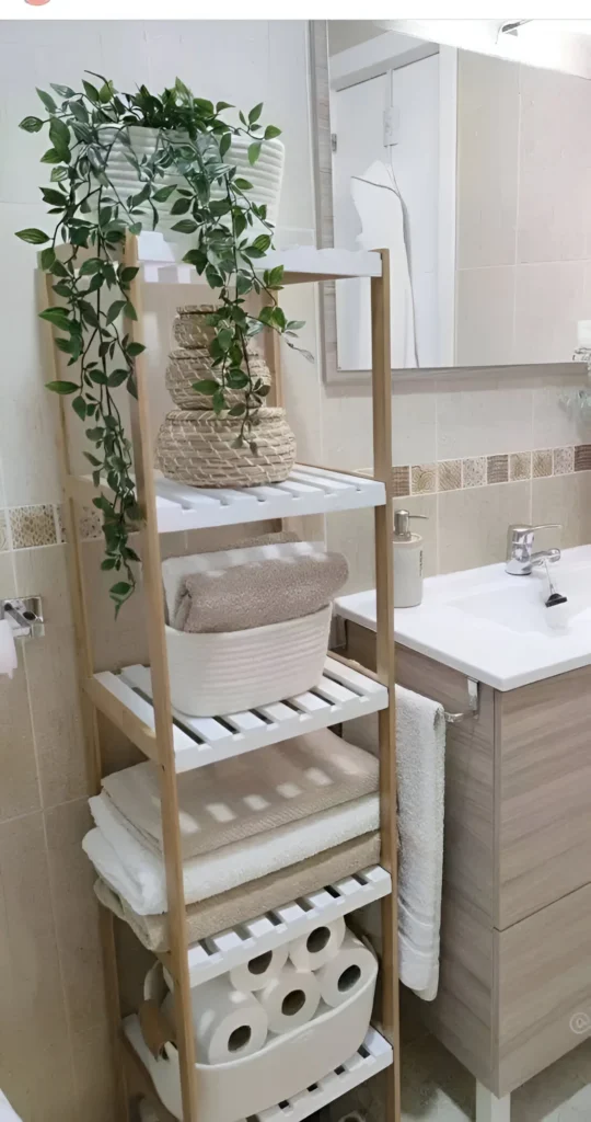 Bathroom Ladder Shelf - Towel Storage - Rustic Bathroom Decor - organize your home